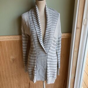 Express gray striped shawl collar cardigan